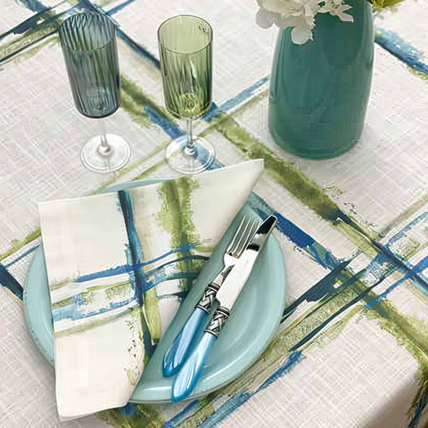 Bodrum Abstract Grid 100% cotton napkins and runners