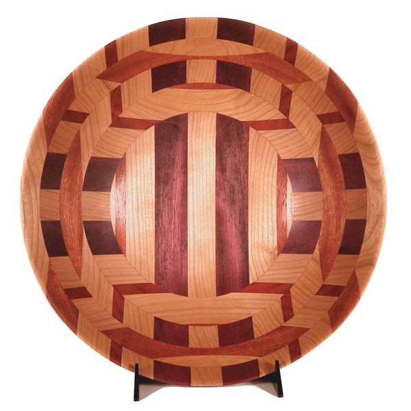 One-of-a-kind 5-tier segmented bowl in contrasting wood patterns