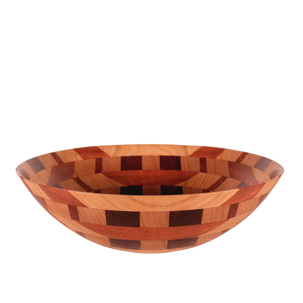 One-of-a-kind 5-tier segmented bowl in contrasting wood patterns