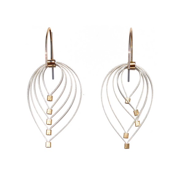 Teardrop cable with gold hardware hook earrings by Meghan Patrice Riley