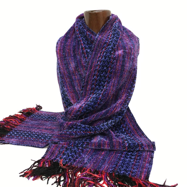 Warm, luxurious chenille scarf, Blue Iris