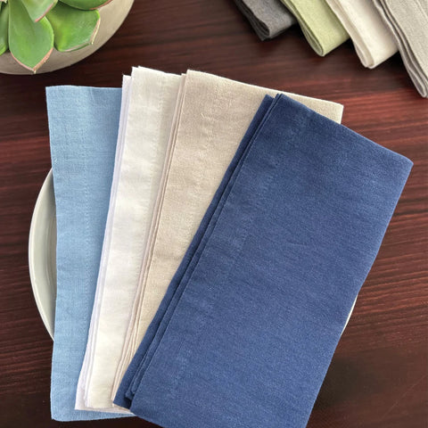 Bodrum Amalfi stone-washed linen blend napkins, set of 4