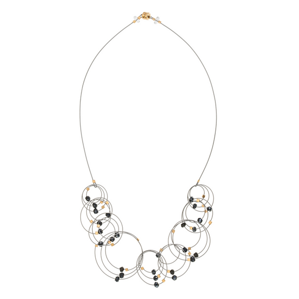 Vertigo steel cable circles necklace by Meghan Patrice Riley