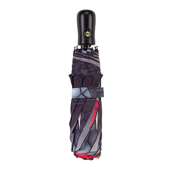 Umbrella, stained glass poppies design, automatic wind-resistant