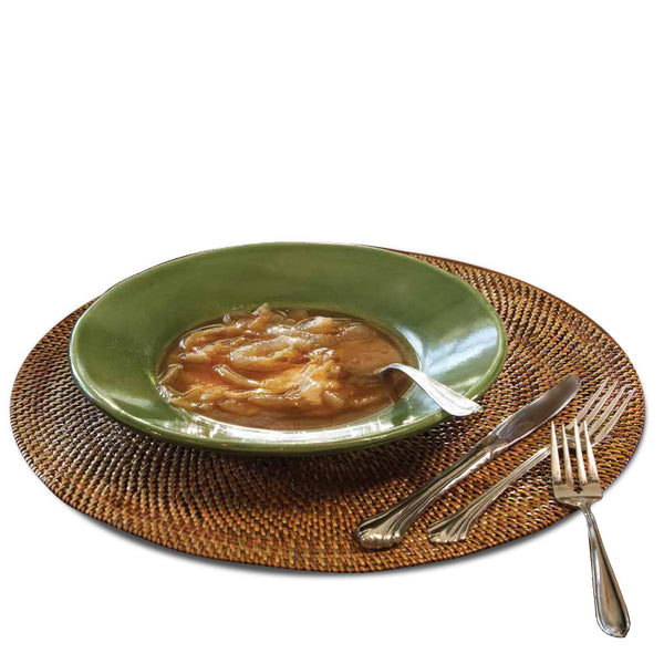 Round woven rattan placemats, set of 4