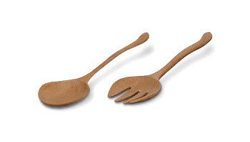 Teak teardrop salad servers