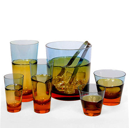 Sugahara Duo Blue-Amber small two-tone fused glass highball/tumbler