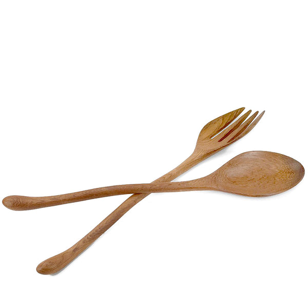 Teak teardrop salad servers